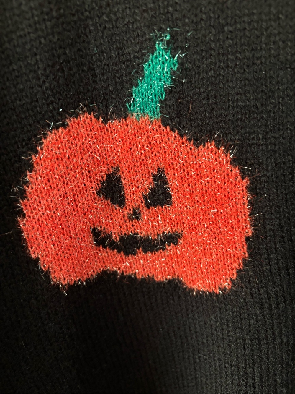 Halloween Sweater by 33 Degrees Black Pumpkin Sparkly Knit Cardigan Sweater EUC! - Picture 4 of 7